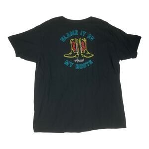 Ariat Mens XL blame it on my boots Black Graphic T-Shirt short sleeve neon nashv